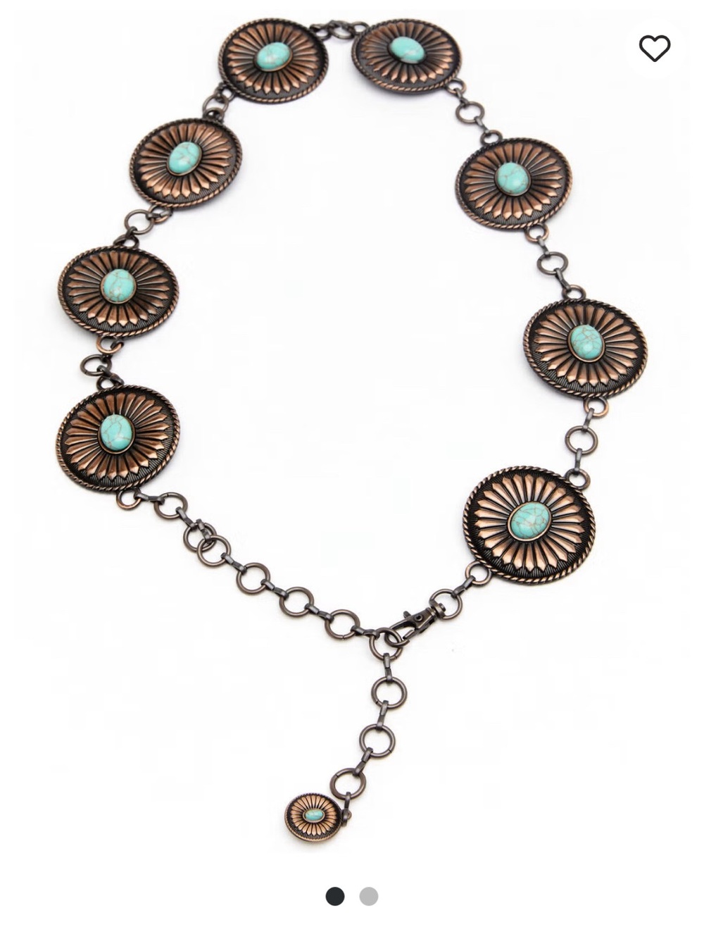 Shyanne Turquoise Stone Sunburst Pendant Chain Belt